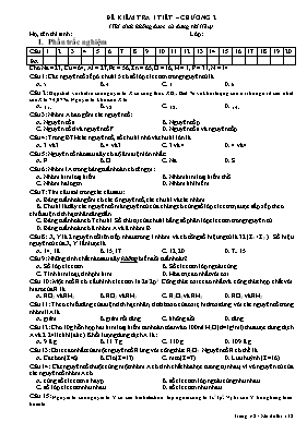 Đề kiểm tra 1 tiết  Chương 2 môn Hóa học